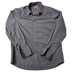 UNTUCKit Button Down Shirt Office Mens Black Longsleeve 100% Cotton Red Trim L